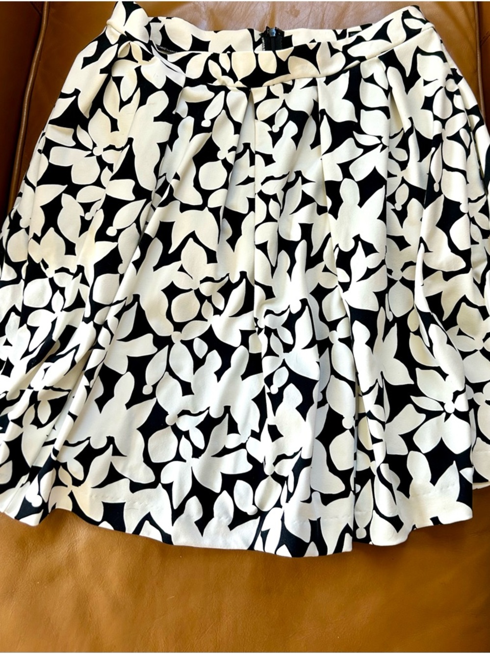 Cynthia Rowley Black & White Floral Circle Skirt